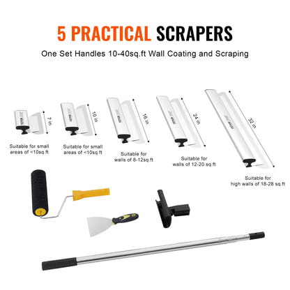 VEVOR Drywall Skimming Blade Set, 7/10/14/16/24 in Skimming Blades + 34 - 81.6 in