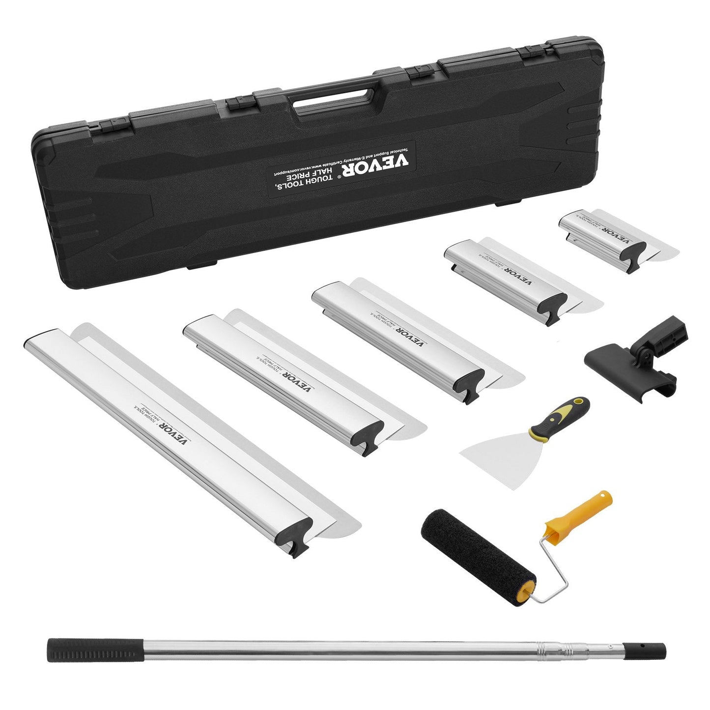 Professional Drywall Skimming Blade Set with Extendable Handle, Stainless Steel