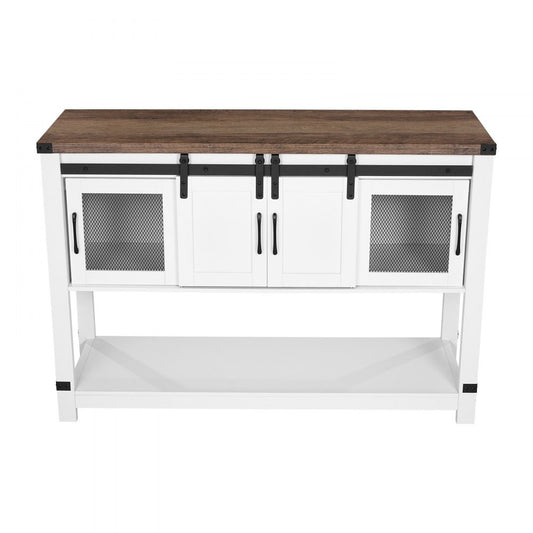 VEVOR Coffee Bar Cabinet 4-Tier Coffee Bar Table with Barn Doors for Living Room