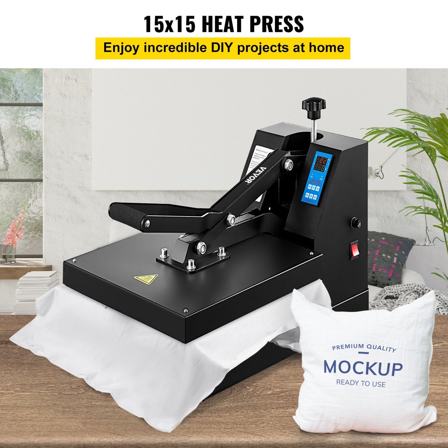 Industrial-Quality 38x38 cm Heat Press Machine for T-Shirts, 1400W Power