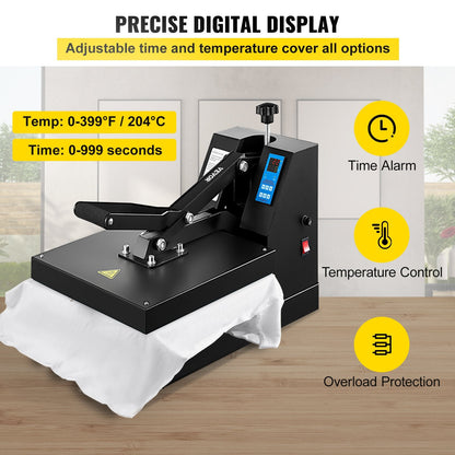 Industrial-Quality 38x38 cm Heat Press Machine for T-Shirts, 1400W Power