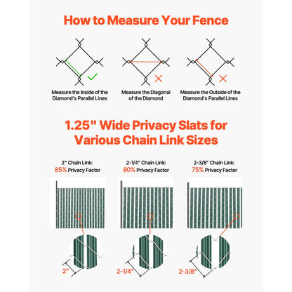 Chain Link Fence Privacy Slats Single-Wall for 1.5m High Fence Bottom Lock