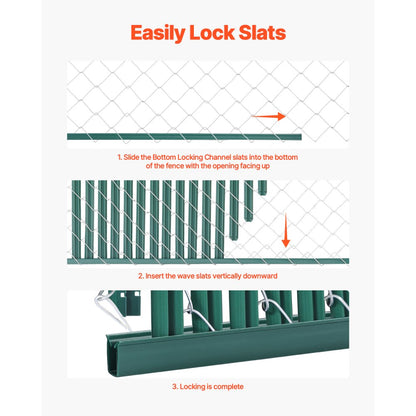 Chain Link Fence Privacy Slats Single-Wall for 1.5m High Fence Bottom Lock