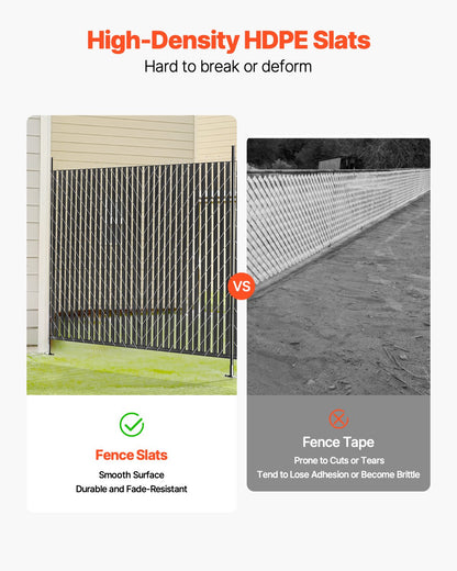 Bottom Locking Privacy Slats, Single-Wall Vertical Bottom-Locking Slats for Chain-Link Fence, High-Density HDPE Chain Link Slats Ideally Fit 1.8 m High Fence for Garden Farm Sports Field(Black)