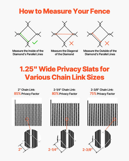Bottom Locking Privacy Slats, Single-Wall Vertical Bottom-Locking Slats for Chain-Link Fence, High-Density HDPE Chain Link Slats Ideally Fit 1.8 m High Fence for Garden Farm Sports Field(Black)