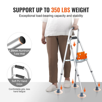 Folding One-Arm Walker for Seniors, Adjustable Height, Durable & Compact Design