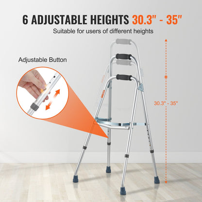 Folding One-Arm Walker for Seniors, Adjustable Height, Durable & Compact Design