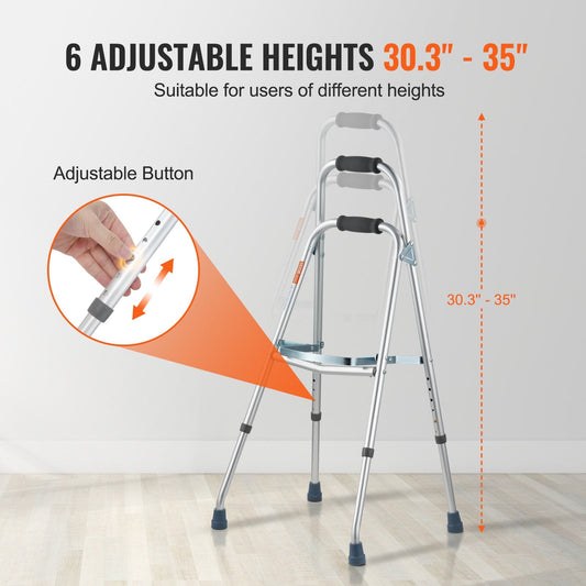 Folding One-Arm Walker for Seniors, Adjustable Height, Durable & Compact Design