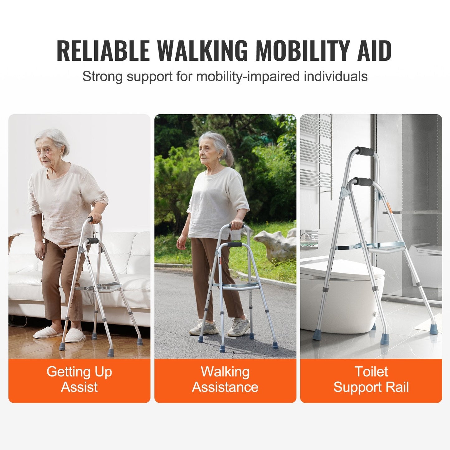 Folding One-Arm Walker for Seniors, Adjustable Height, Durable & Compact Design