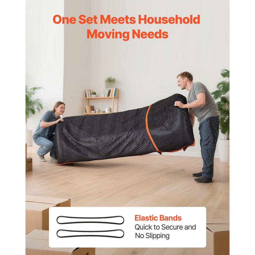 Moving Blankets 12 Pcs, 1829 x 1016 mm (14.5 kg/dz) Large Packing Blankets with Cotton Filling, Heavy Duty Nonwoven Fabr