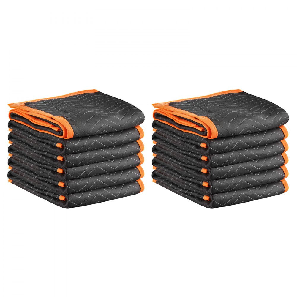Moving Blankets 12 Pcs, 1829 x 1016 mm (14.5 kg/dz) Large Packing Blankets with Cotton Filling, Heavy Duty Nonwoven Fabr