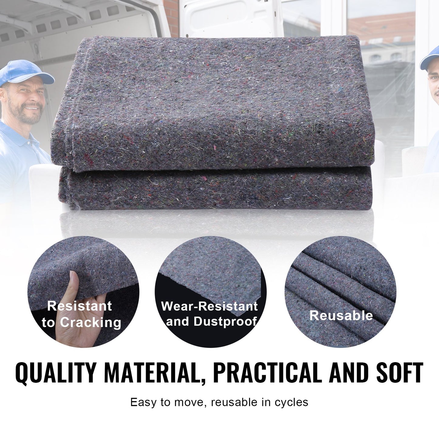 VEVOR Moving Blankets Packing Blankets 1829 x 1372 mm Furniture Pads 24-Pack