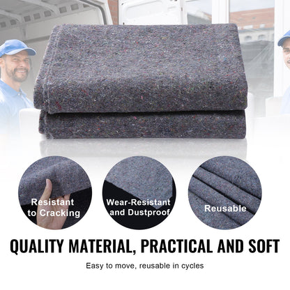 VEVOR Moving Blankets, 1829 x 1372 mm, 12 kg/dz Weight, 12 Pack, Professional Recycled