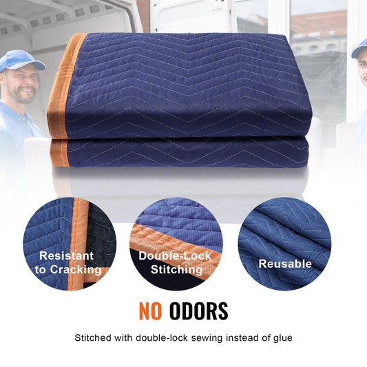 Professional Heavy-Duty Moving Blankets, 2032 x 1829 mm, 29.5 kg, 12-Pack Set