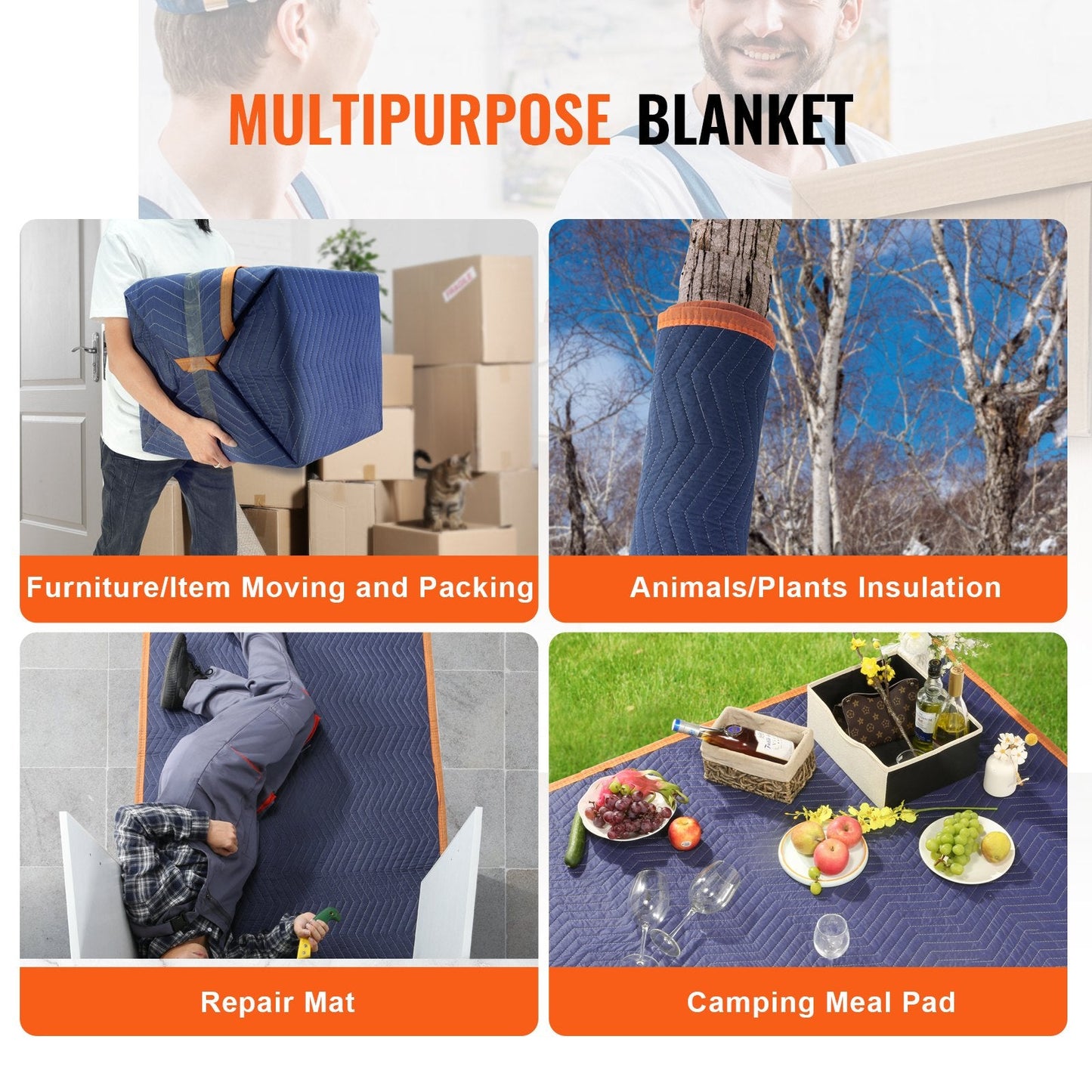 Professional Heavy-Duty Moving Blankets, 2032 x 1829 mm, 29.5 kg, 12-Pack Set
