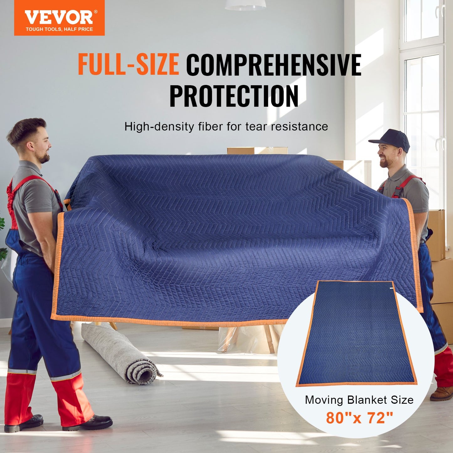 VEVOR Moving Blankets, 2032 x 1829 mm, 15.6 kg/dz, 12 Packs, Professional Non-Woven