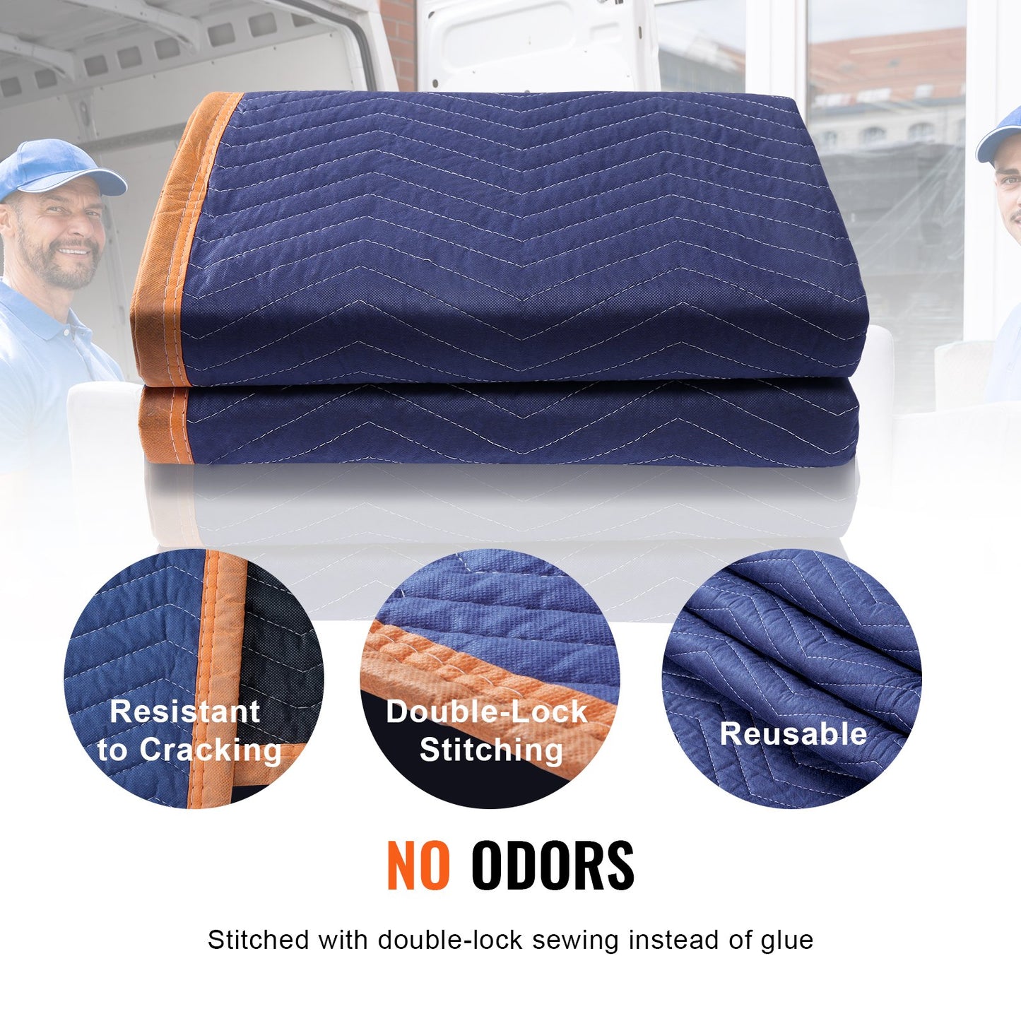 VEVOR Moving Blankets, 2032 x 1829 mm, 15.6 kg/dz, 12 Packs, Professional Non-Woven