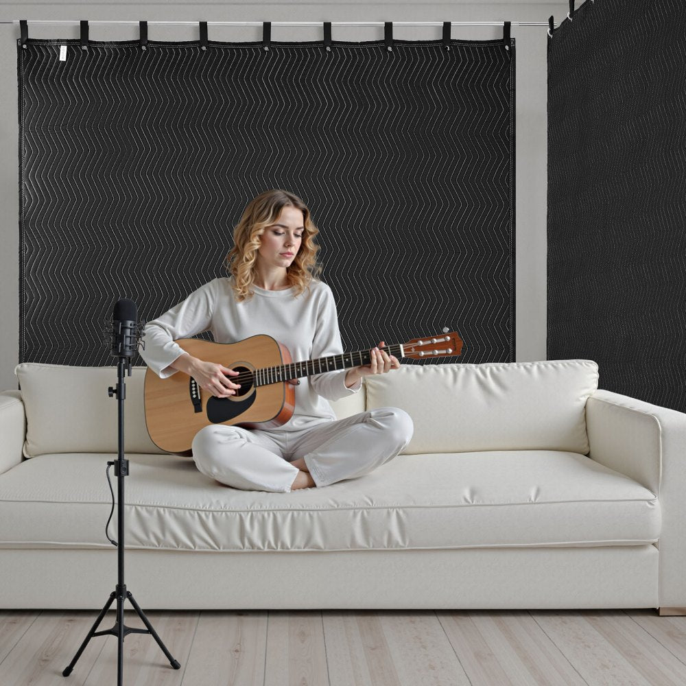 2 Pack Sound Dampening Blankets, 2438 x 2032 mm, Extra Large Soundproof Blanket with Grommets, Studio Grommeted Blanket 