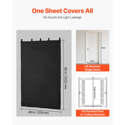 Sound Dampening Blankets, Soundproof Curtains with 2032 x 1219 mm, Soundproof Blanket with Grommets, Studio Grommeted Bl