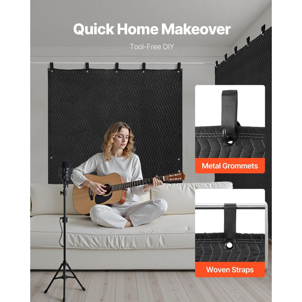 Sound Dampening Blankets, Soundproof Curtains with 2032 x 1219 mm, Soundproof Blanket with Grommets, Studio Grommeted Bl