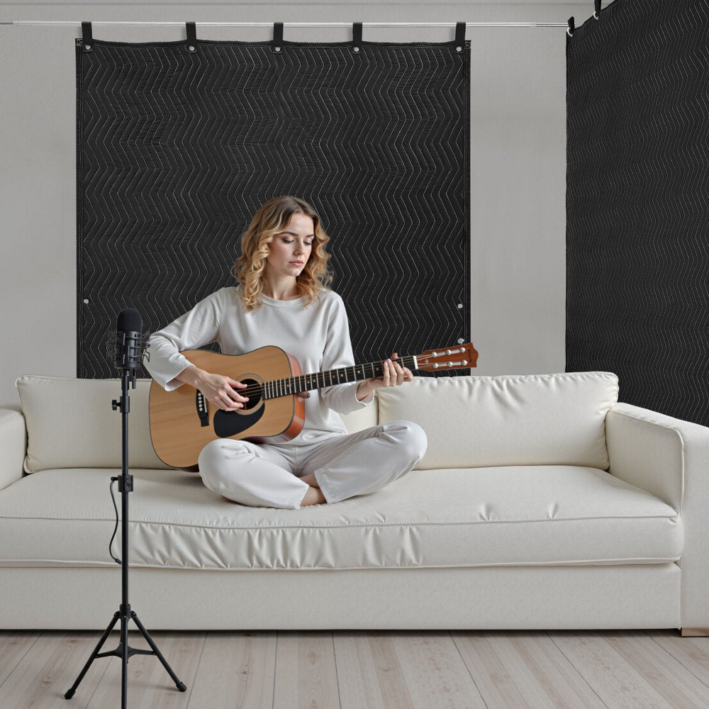 Sound Dampening Blankets, Soundproof Curtains with 2032 x 1219 mm, Soundproof Blanket with Grommets, Studio Grommeted Bl