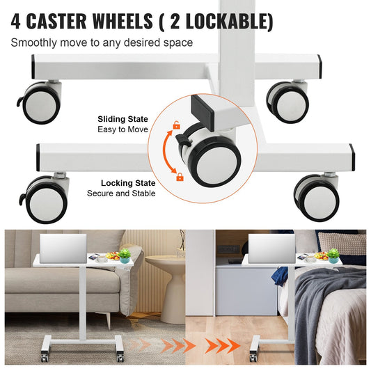 Adjustable Mobile Sit-Stand Desk with Wheels, 0.7-1.1m Height, 18.1 Kg Capacity