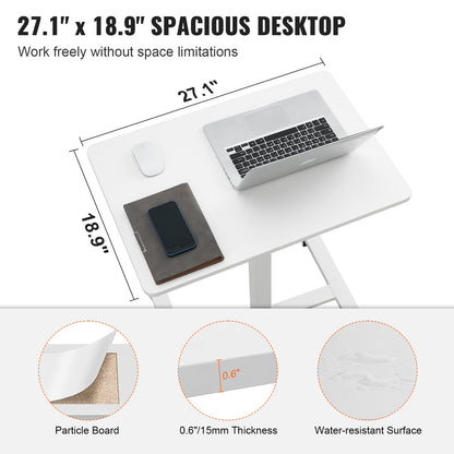 VEVOR Mobile Standing Desk, 28"-44" Gas-Spring Height Adjustable Sit-Stand Desk,