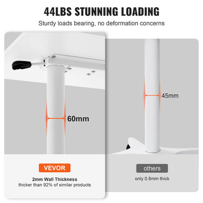 VEVOR Mobile Standing Desk, 28.5"-44.2" Gas-Spring Height Adjustable Sit-Stand Desk,