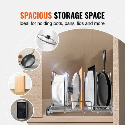 VEVOR Pan and Pot Rack Organizer Expandable Adjustable Lid Holder Under Cabinet