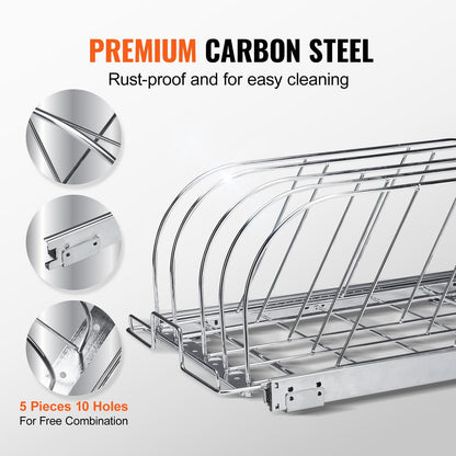 Expandable Pan & Pot Rack Organizer with Adjustable Dividers, Chrome Finish
