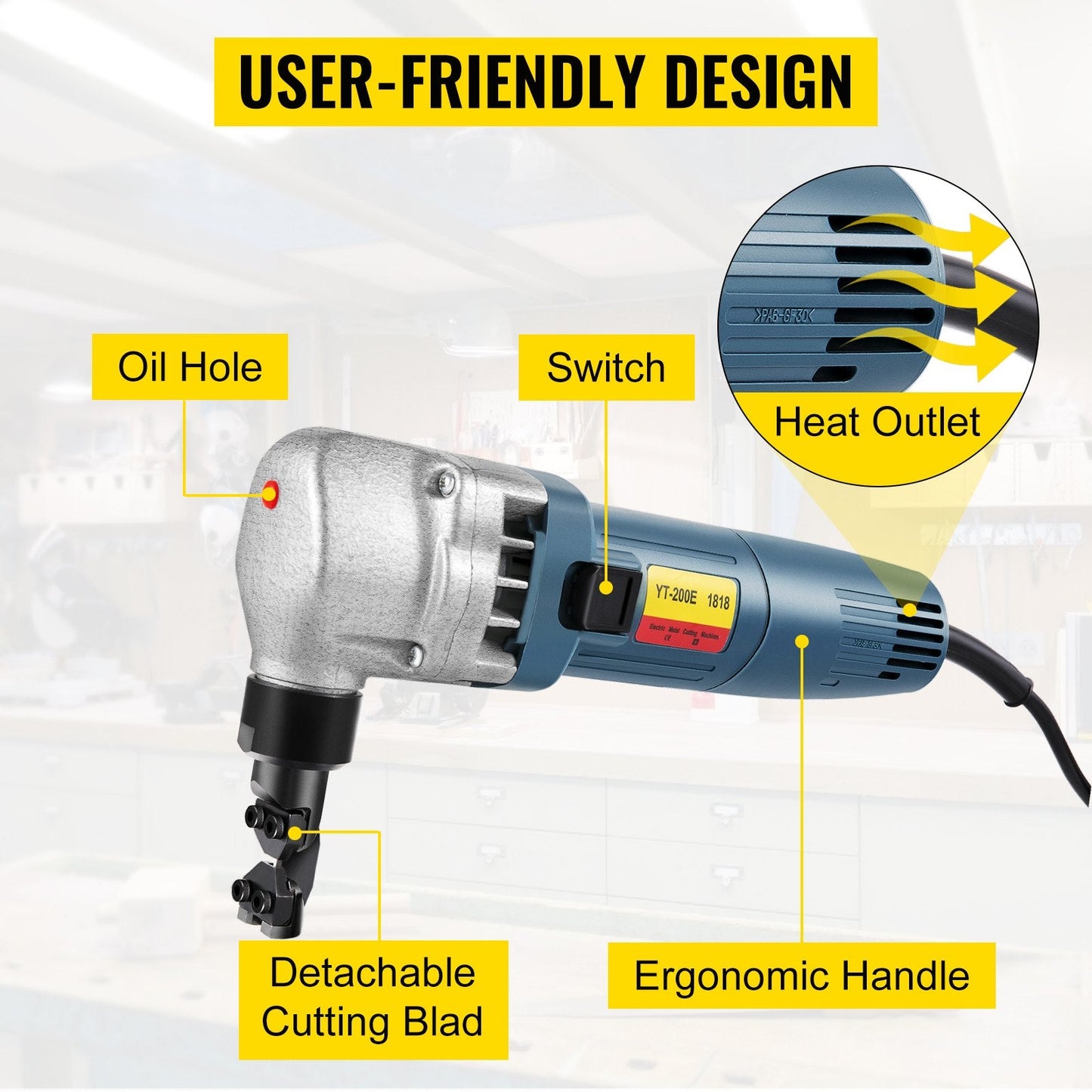 Electric Nibbler 1.8mm Heavy Duty Metal Sheet Cutter, 380W, Stainless Steel