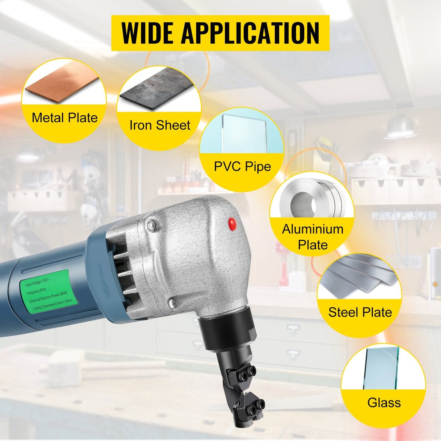 Electric Nibbler 1.8mm Heavy Duty Metal Sheet Cutter, 380W, Stainless Steel