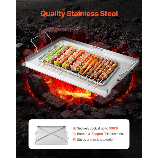 VEVOR 23x16 in Flat Top Griddle Stainless Steel Universal BBQ Grill Pan Cookware