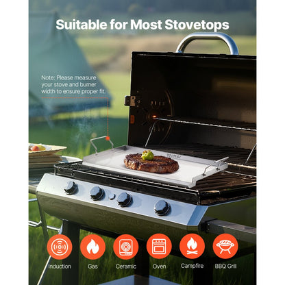 VEVOR 23x16 in Flat Top Griddle Stainless Steel Universal BBQ Grill Pan Cookware