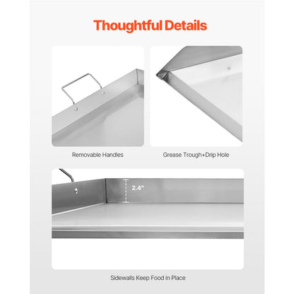 VEVOR 36x22 in Flat Top Griddle Stainless Steel Universal BBQ Grill Pan Cookware