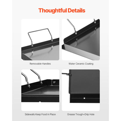 VEVOR 32x14 in Flat Top Griddle Carbon Steel Universal BBQ Grill Pan Cookware