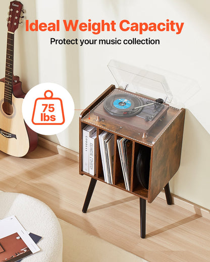 VEVOR Record Player Stand 2-Tier Wood Vinyl Record Stand up to 100 Albums Brown