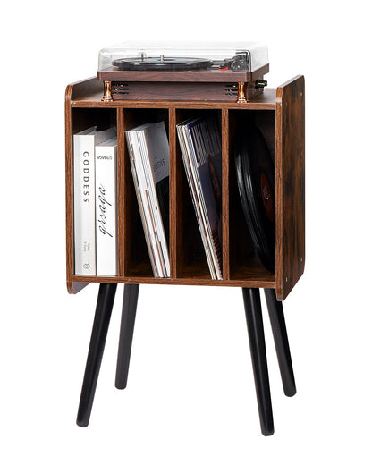 VEVOR Record Player Stand 2-Tier Wood Vinyl Record Stand up to 100 Albums Brown