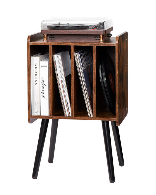 VEVOR Record Player Stand 2-Tier Wood Vinyl Record Stand up to 100 Albums Brown