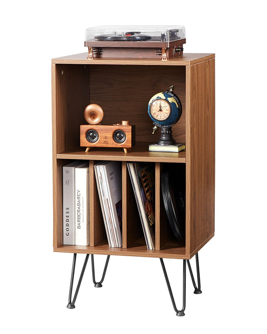 VEVOR 3-Tier Record Player Stand Metal Vinyl Record Stand up to 150 Album Brown