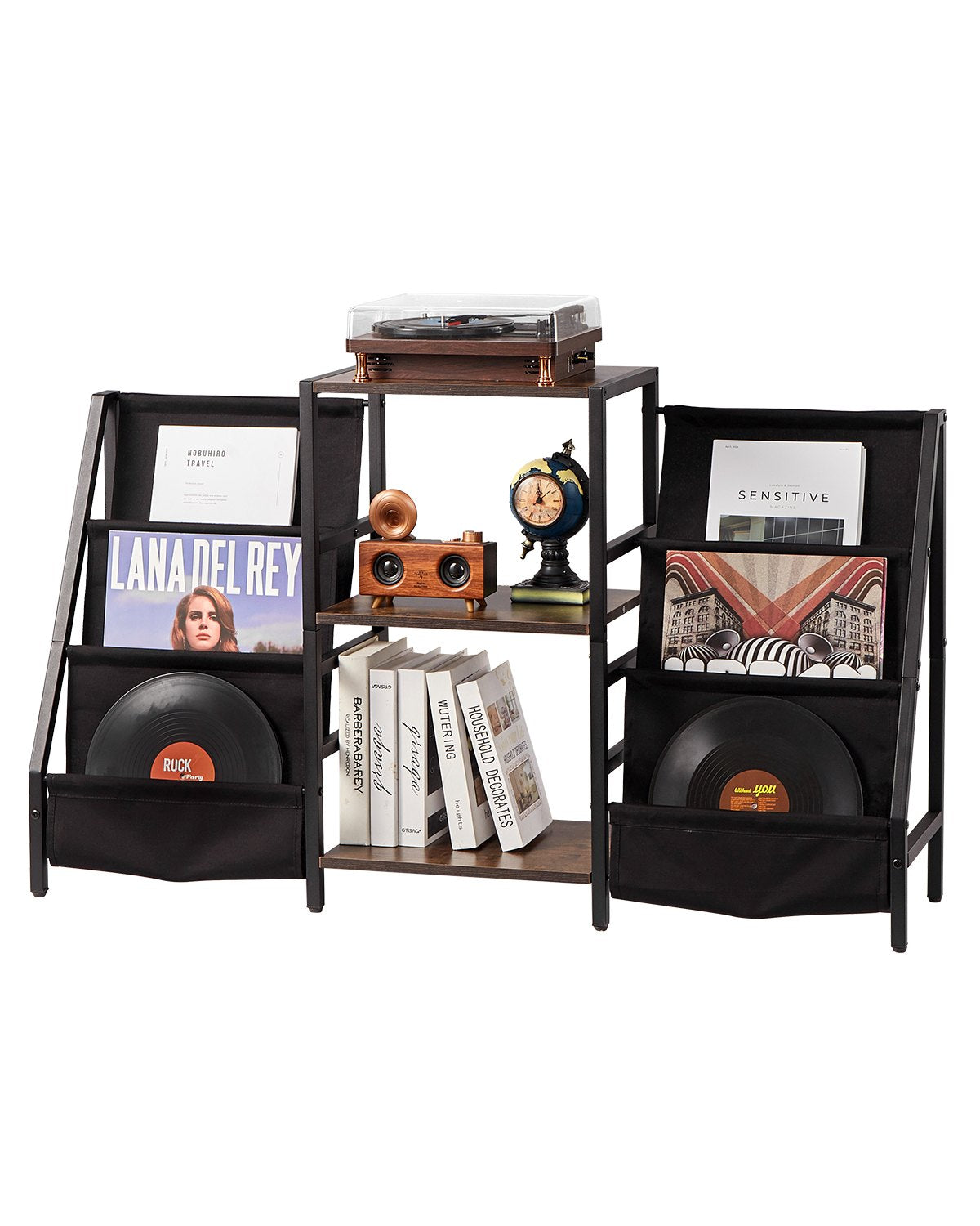 VEVOR 3-Tier Record Player Stand Metal Vinyl Record Stand up to 280 Album Black