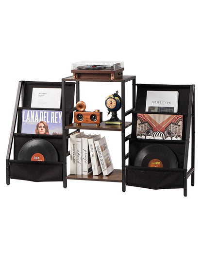 VEVOR 3-Tier Record Player Stand Metal Vinyl Record Stand up to 280 Album Black