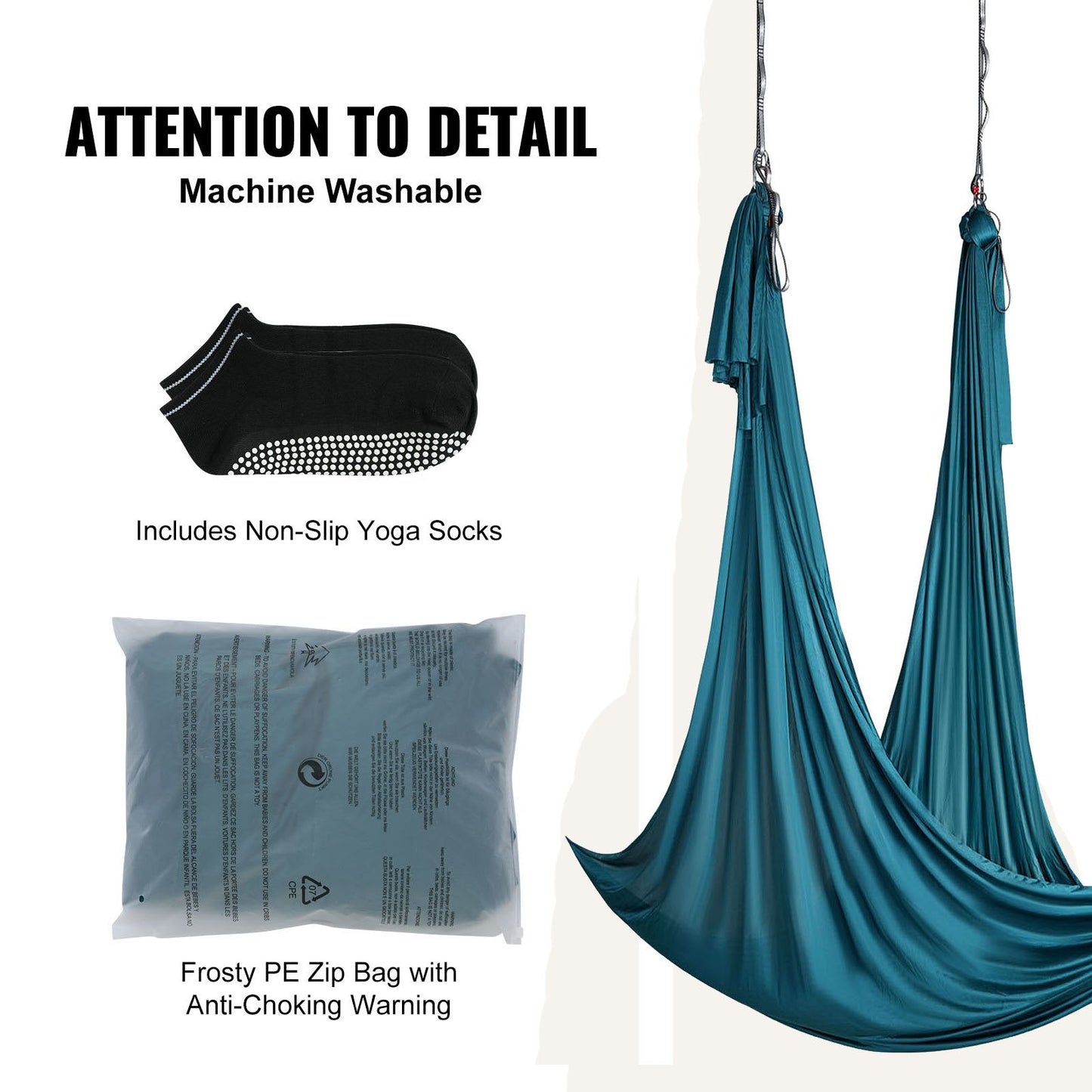 Aerial Yoga Hammock Kit, 10m Nylon, Complete Rigging, 1000kg Capacity, Green