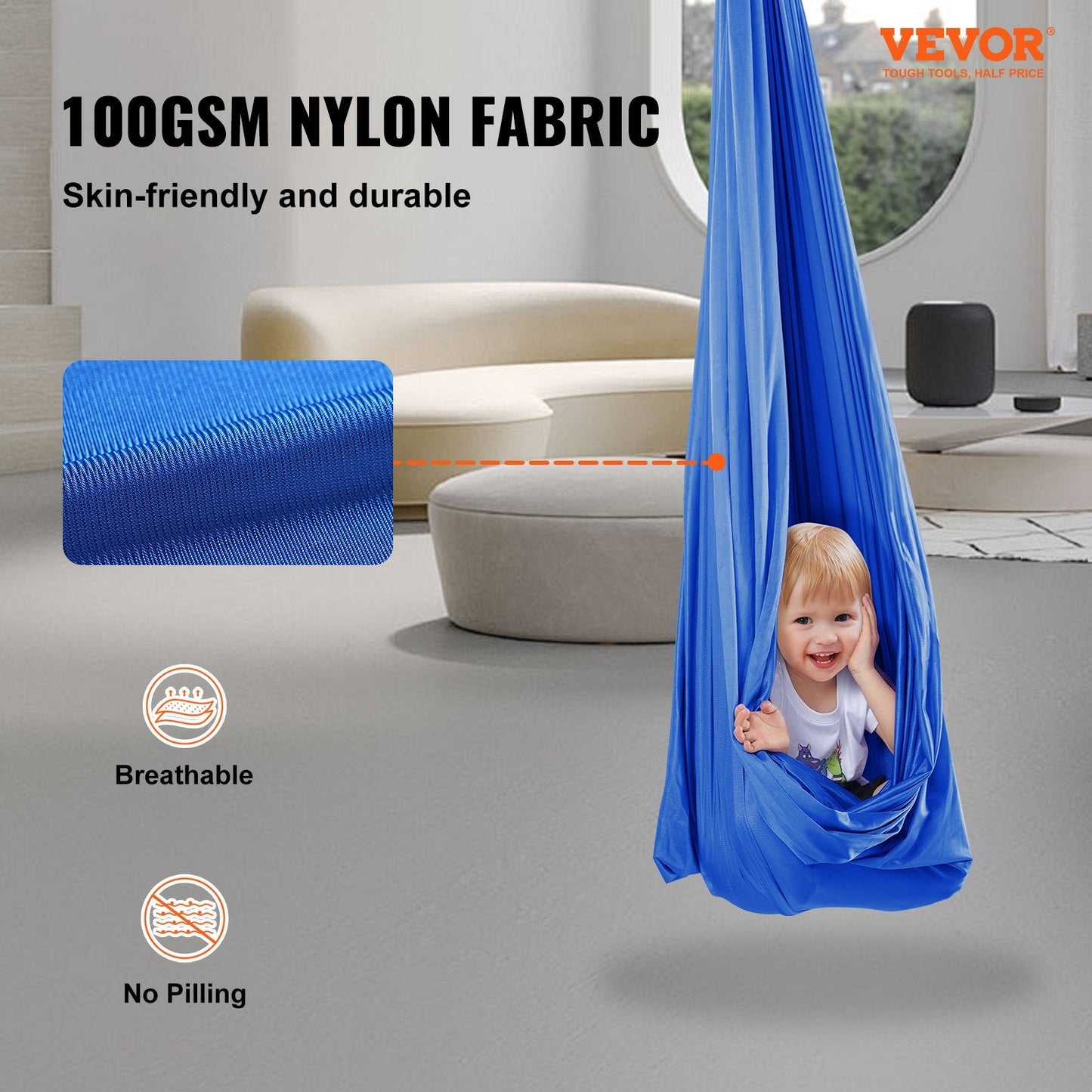 Therapy Swing for Kids & Adults with Special Needs, 2.8m, 250kg Capacity, Blue