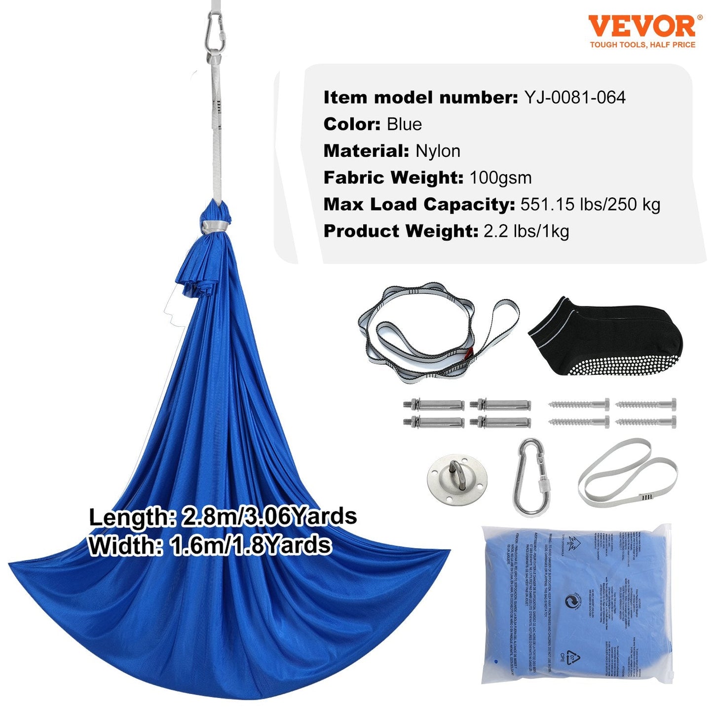 Therapy Swing for Kids & Adults with Special Needs, 2.8m, 250kg Capacity, Blue
