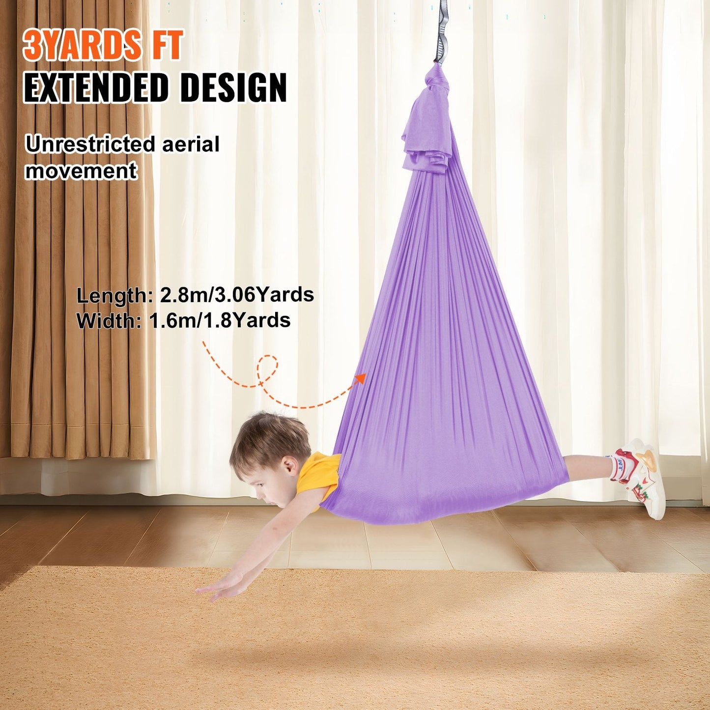 Therapy Sensory Swing for Kids & Adults, 2.8 m, Purple, 250 kg Capacity