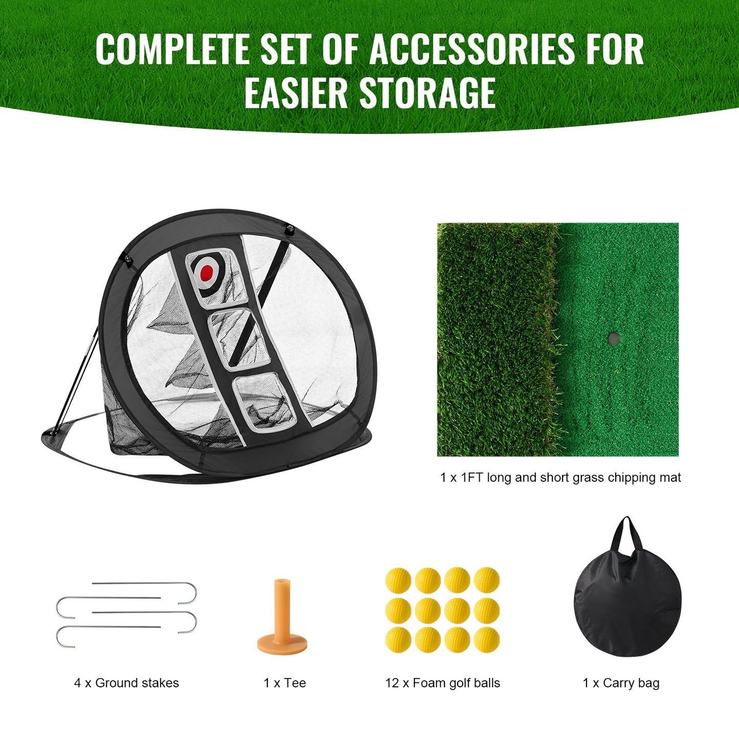 VEVOR Golf Chipping Net Pop Up Golf Practice Net Portable Indoor Hitting Aid
