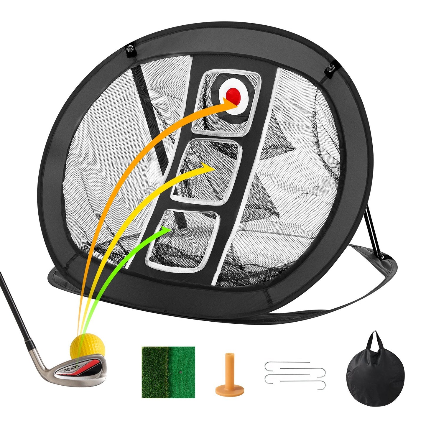 Portable Pop-Up Golf Chipping Net with Multiple Targets for Indoor Practice