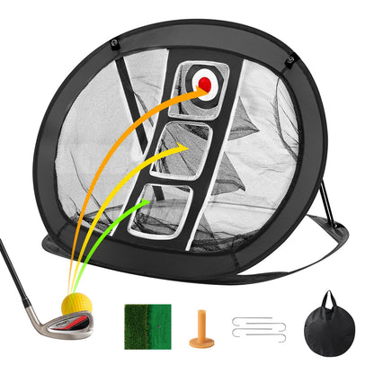 Portable Pop-Up Golf Chipping Net with Multiple Targets for Indoor Practice