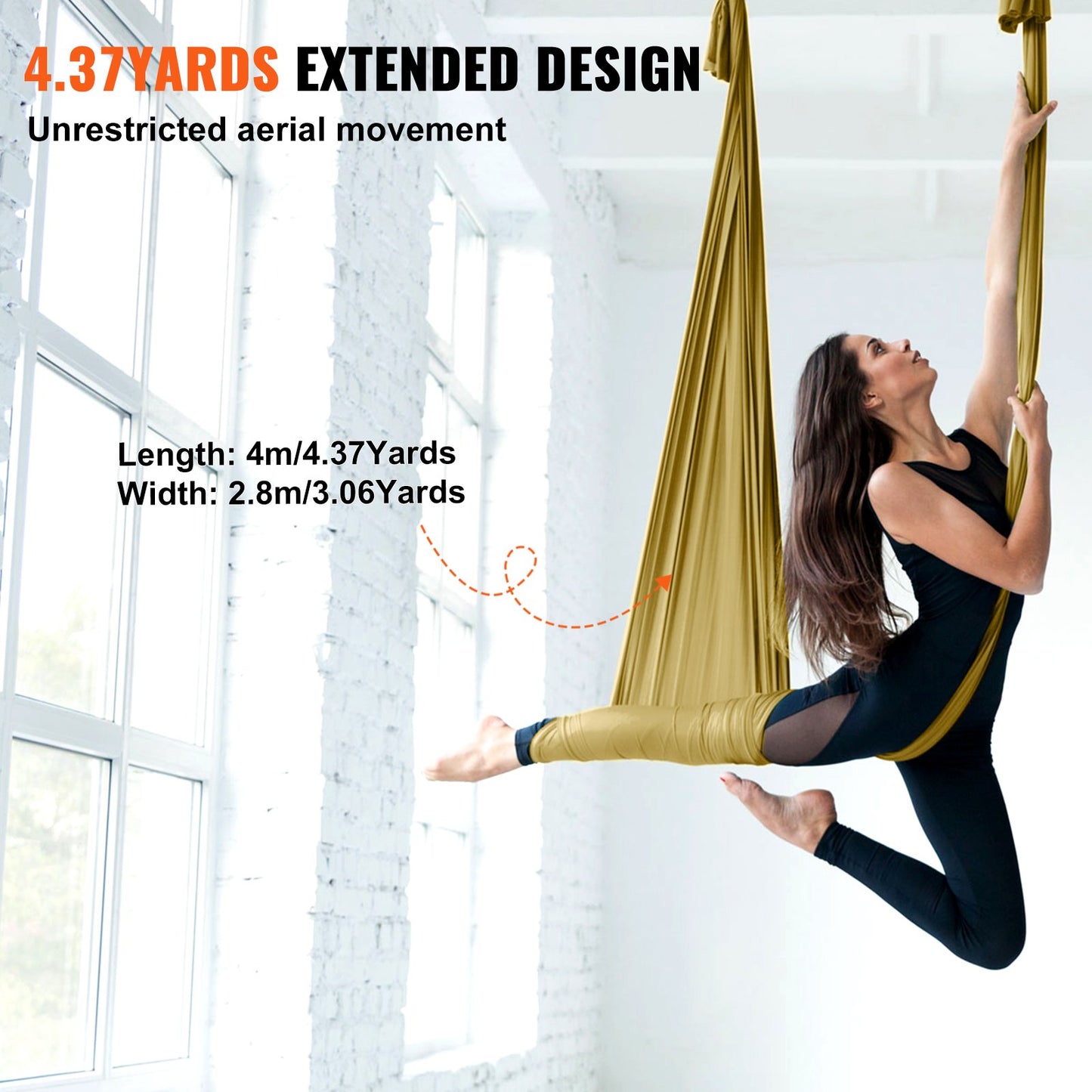 VEVOR Aerial Yoga Hammock & Swing, 4 m Length, Aerial Yoga Starter Kit with 100gsm